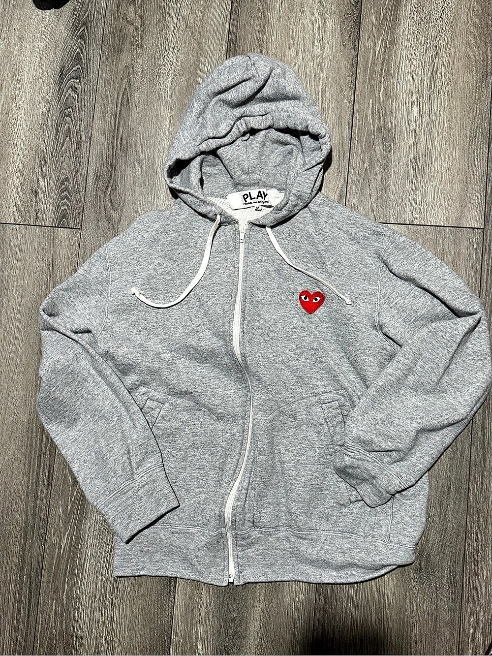 Comme des Garçons PLAY Heart Zip Hoodie Heart Zip Hoodie Gray Medium